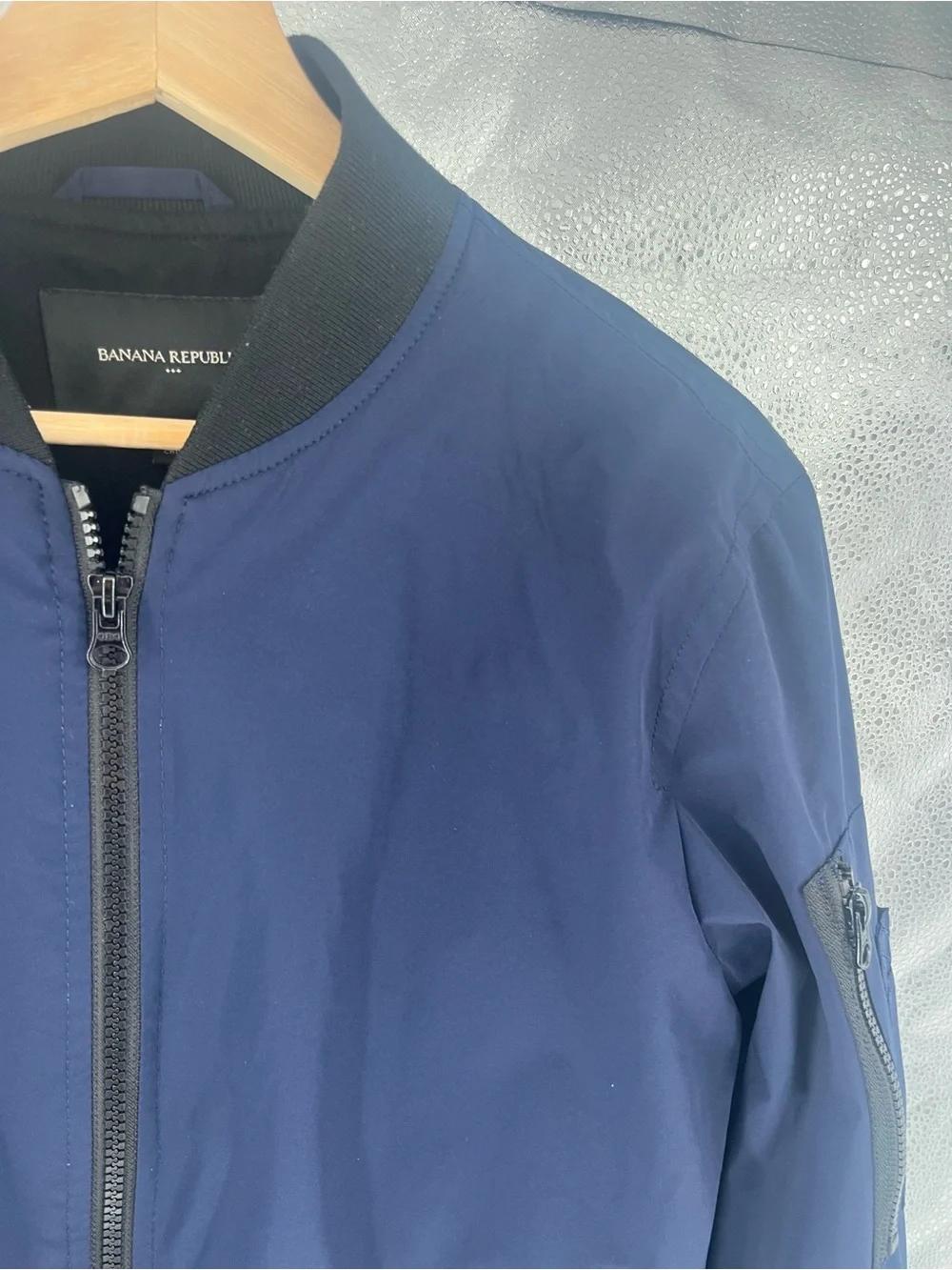 Banana Republic Men's Tech Motion Bomber Jacket Navy Blue 90’s Style Utility S
